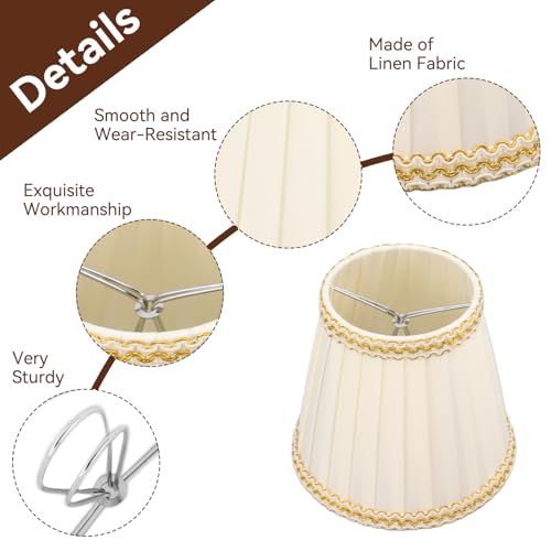 Small Lamp Shade Set of 6 Chandelier Shades,Farmhouse Small Lamp Shade Chandelier Clip on Modern Lampshade Fabric Lampshades for Candle Bulbs Lighting Accessories - Image 6