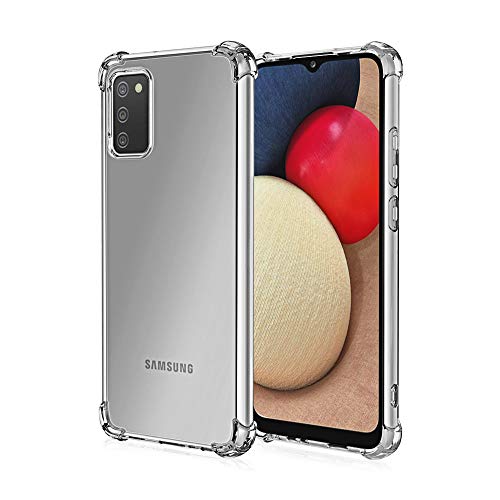 Advansia Coque pour ‎Samsung Galaxy A02S Transparent 4 Coins Renforcé Cover