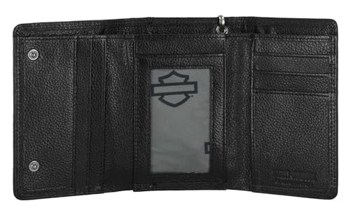 Harley-Davidson Men's Open B&S Medium Biker Chain Leather Wallet, Black4