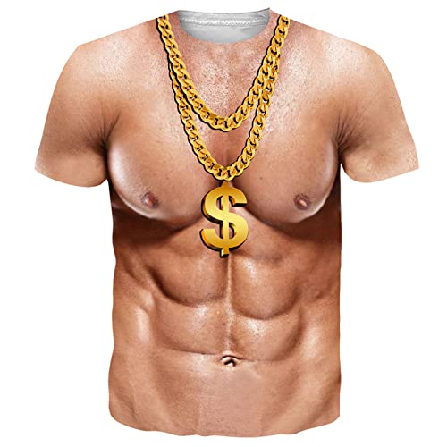 RAISEVERN T Shirt Abdominaux Homme Tee Shirt Femmes 3D Imprimer Abdos Muscle Humour T-Shirt À Manches Courtes Marrant Drôle Chic Moche Fête Cadeau...