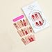 SINSEN Long Square Press on Rhinestone Acrylic Glossy Red French Tip False Nails Kit - Reusable Stick on Finger Manicure Decorations for Women, 24PCS