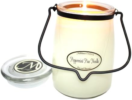 Milkhouse Candle Creamery Scented Soy Candle: Butter Jar Candle, Peppermint Pine Needle, 22-Ounce