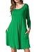 JollieLovin Women's Casual Swing 3/4 Sleeve Pockets T-shirt Loose Dress (Forest Green, 3X)