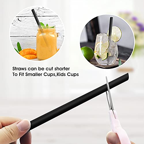 Myjie 100 Pcs Black Boba Straws Jumbo Smoothie Straws,Individually Wrapped Plastic Disposable Wide-Mouthed Large Straws(0.43" Wide X 9.45" Long) #TOP5