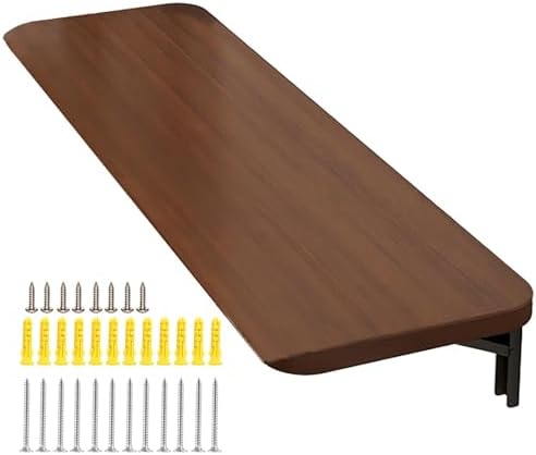 Wall Mounted Folding Desk Table | Space-Saving Laundry & Work Bench | 30x40cm Floating Bar & Dining Station | Stylish Brown Design for Home & Office