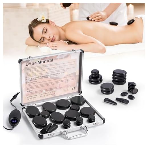 21 Piezas Calentador Piedras Calientes con Control de Temperatura,Kit Piedras Calientes Hot Stones Massager de Basalto para Masaje de Cuerpo Completo Spa Relajación (21 Piezas)