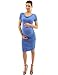 PattyBoutik Mama Cowl Neck Short Sleeve Maternity Dress (Moderate Cobalt Blue S)