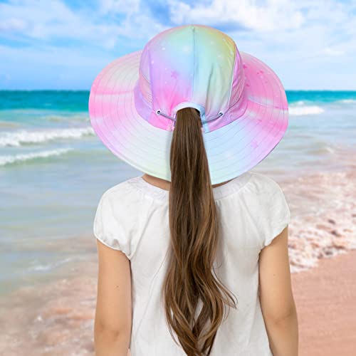 Image of Kids Sun Hat for Toddler Girls Unicorn Bucket Hats UV Protection Summer Hat for Kids Wide Brim Fishing Hat 2-8 Years