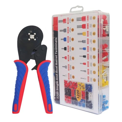 Pince à sertir 16-4 AWG auto-réglable avec 1200 embouts à double barillet pour câbles