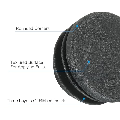 Image of PATIKIL 2-1 /2 inch Plastic Tubing End Caps, 12Pcs Round Hole Plug Insert for Round Iron Pipe Chair Leg Table Bookshelves Patio Furniture, Black