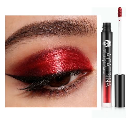 Liquid Red Metallic Eyeshadow - High Pigment Quick-Drying Sparkly Red Gothic Eyeshadow for Sensitive Eyes Long Last Burgundy Eye Shadow for Christmas Party Easy to Remove Crease-proof & Vegan #07