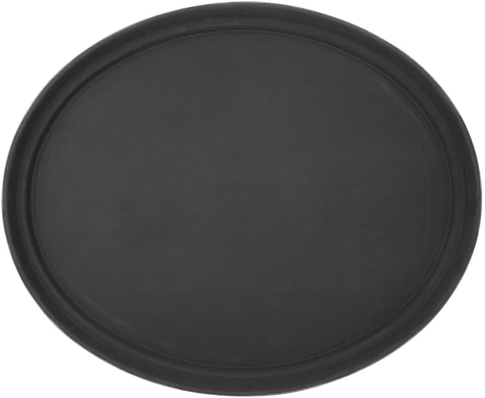 Olympia Kristallon Oval Non-Slip Serving Tray, Black, Size: 685(W) x 560(D)mm / 27 x 22 inch, Polypropylene Plastic Tray, Food or Drink Serving Tray - Pubs, Clubs, Nightclubs, Restaurants, Home, C162