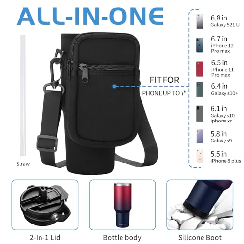 DIGJUPER 40 Oz Tumbler with Lid and Straw - Insulated Tumbler with Flip & Straw 2-In-1 Lid, Storage Carrier Pouch & Protective Water Bottle Boot, Stainless Steel Travel Coffee Tumbler Water Cup Mug by DIGJUPER - Used condition - Image 6