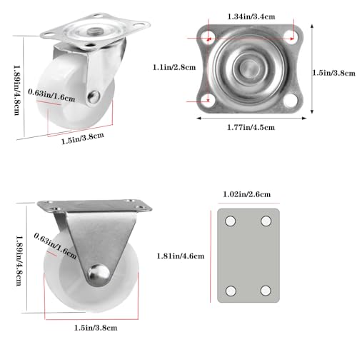 Roulettes pivotantes universelles fixes et robustes pour rangement maison - 8