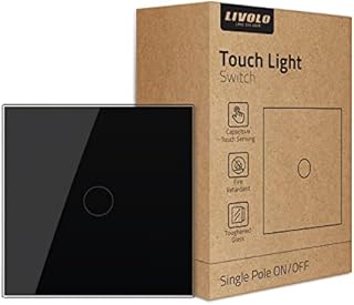 LIVOLO Touch Light Switch Black with LED Indicator with Tempered Glass Panel 1 Gang 1 Way, VL-C301-62