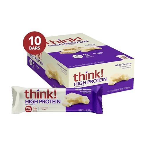 think! Protein Bars, High Protein Snacks, Gluten Free, Kosher Friendly, White Chocolate, Nutrition Bars, 2.1 Oz per Bar, 10 Count (Packaging May Vary) - Thumbnail 2