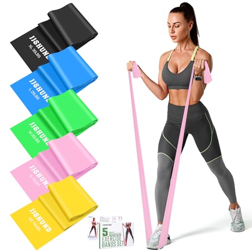 Image of 5 Pcs Resistance Bands, Professional Exercise Bands Elastic Stretch Bands for Fitness Yoga Pilates Stretching Strength Training, Workout Bands for Women and Men Home Gym