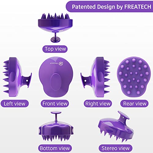 Freatech Scalp Massager Shampoo Brush With Soft Silicone Bristles For Scalp Care, Shower Hair Scalp Scrubber Exfoliator For Dandruff Removal And Hair Growth, Wet & Dry For Men, Women And Kids, Purple #TOP6