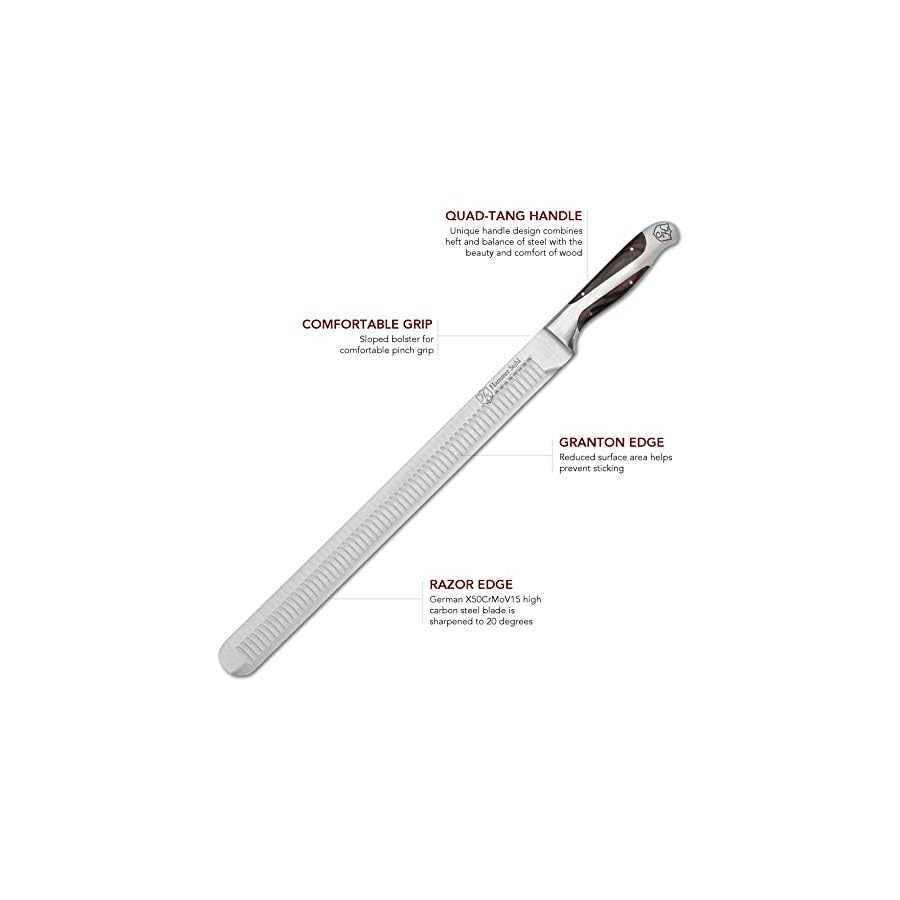 Hammer-Stahl-14-Inch-Carving-Knife-X50CrMoV15-Forged-German-High-Carbon-Steel-Meat-Knife-with-Quad-Tang-Pakkawood-Handle-Perfect-Brisket-Slicing-Knife Hammer Stahl 14 Inch Brisket Knife | German Forged High Carbon Carving Knife | Stainless Steel Meat Knife | Brisket Slicing Knife with Ergonomic Quad-Tang Pakkawood Handle & Gift Box