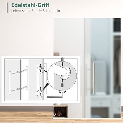HOMCOM Glasschiebetür Schiebetür Tür Zimmertür mit Griffstange einseitig satiniert 77,5 x 205 cm
