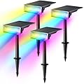 Consciot Solar Lights Outdoor, Solar Spot Lights Outdoor, 7 Multicolored Solar Spotlights Outdoor Waterproof, Solar Spotlights for Yard Garden Tree, 4 Pack