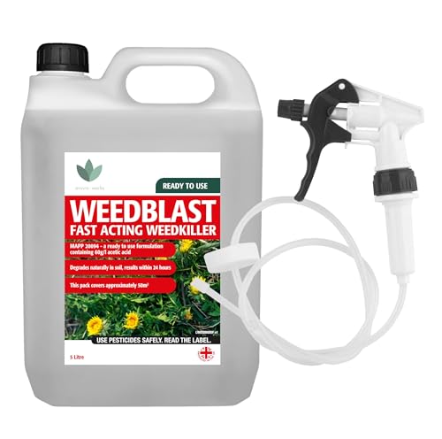 Weedblast Fast Acting Weedkiller 5 Litre with Long Hose Trigger (Ready to use), See Results Within 24 hours