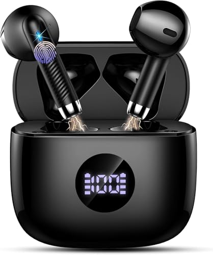 Wireless Earbuds, 2025 Bluetooth Headphones 5.4 HiFi Stereo, in-Ear Ear buds with 4 ENC Noise Cancelling Mics, 40H Playtime Sport Ear Buds with Charging Case, IP7 Waterproof Earphones with LED Display
