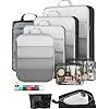 Veken Juego de 9/11 cubos de embalaje de compresión para artículos esenciales de viaje, bolsas organizadoras compresibles expandibles grandes para equipaje para ropa, bolsas de almacenamiento