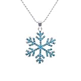Paialco Blue Frozen Snowflake Christmas Pendant Necklace for Women Holiday Gift