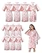 IVRRISS 10pcs Kid Girls Spa Costume Party Robes Set Silky Plain Kimono Robes for Wedding Birthday(light pink,8)