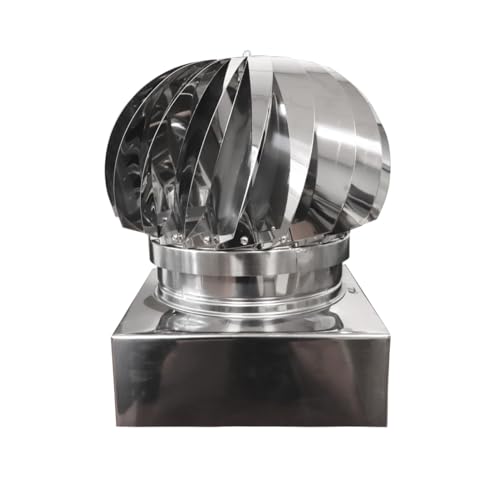 PIKAPPA 1303I Windabzug aus Edelstahl mit quadratischem Sockel, 320 x 320 mm, für Rohre und Schornsteine