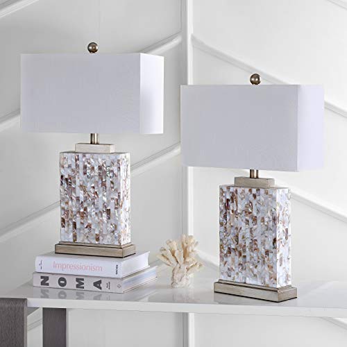 Safavieh Lighting Collection Tory Nautical Coastal Beach House Ivory Shell 25-Inch Bedroom Living Room Home Office Desk Nightstand Table Lamp Set Of 2 (Led Bulbs Included) #TOP2