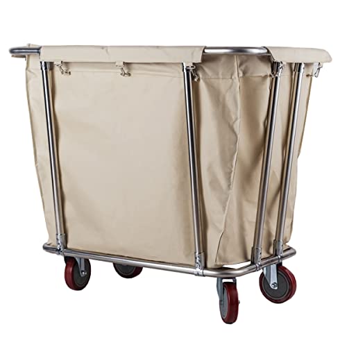 Panier à linge à roulettes robuste avec grands sacs amovibles et structure inox haute résistance