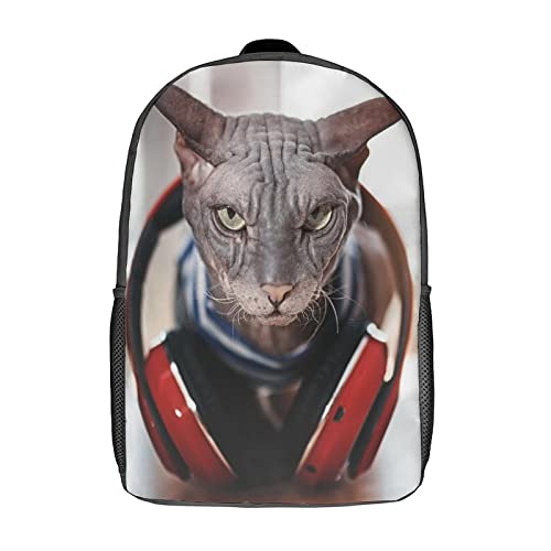 Sac d'école unisexe Cat Casual sac à dos 17 pouces imprimé 3D pour adultes