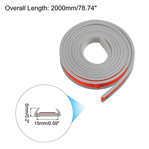 Image of uxcell U Shape Furniture Edge Banding, 2M Self Adhesive Flexible Edging Trim, 5x15mm TPE Edge Guards for Cabinets Furniture Repair Restoration, Grey