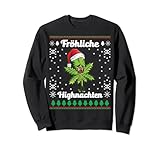 Fröhliche Highnachten Cannabis Blatt Kiffer Weihnachtsmann Sweatshirt