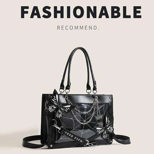 Goth Purse Y2K Crossbody Bag for Women Butterfly Gothic Spider Web Shoulder Tote Handbag Grunge Alt Emo Accessories (Black)2
