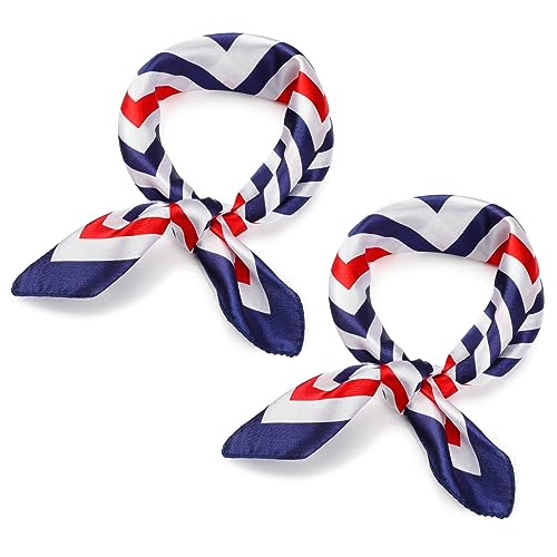 SATINIOR 2 Nautische Quadratische Imitierte Seidenschals Rot Weiß Blau Schals Damen Matrosen Halstücher (Trendig Stil, 50 x 50 cm) SATINIOR 2 Nautische Quadratische Imitierte Seidenschals Rot Weiß Blau Schals Damen Matrosen Halstücher (Trendig Stil, 50 x 50 cm)