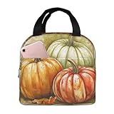 MXDLKSWPOH Lonchera térmica para mujeres y hombres, lonchera térmica de otoño, acuarela, calabazas, bolsa de almuerzo para picnic y viajes