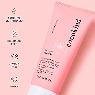 Cocokind AHA Jelly Cleanser, Gentle Face Wash and AHA BHA Cleanser with Hyaluronic Acid, Exfoliating Face Wash for Oily Skin
