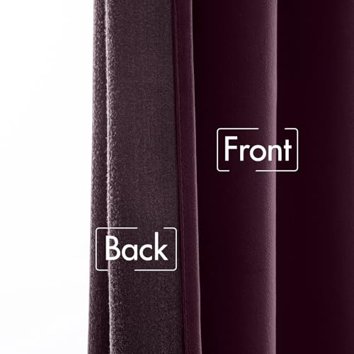 Image of MIULEE Dark Purple Velvet Pinch Pleat Blackout Curtains W52 X L90 Inches