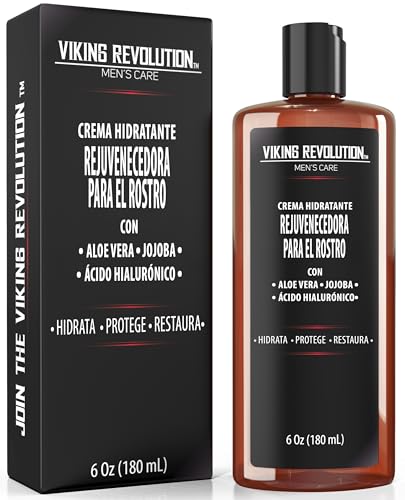 Viking Revolution - Crema Hidratante Facial Hombre - Crema Facial Hombre - Natural con Ácido Hialurónico, Aloe Vera y Aceite de Jojoba - Antiarrugas, Anti-envejecimiento - Hidrata y Protege - 180 ml
