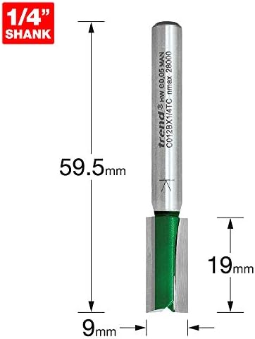 Trend C002X1/4TC 1/4" Shank Straight Router Cutter Bit-Diameter 4mm Cutting Length 11.1mm Tungsten Carbide Tipped,shank 1/4 inch x diameter 4 mm x cut 11.1 mm