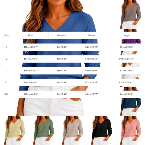 Oversized Sweaters for Women Lightweight Casual Warm Soft Cozy Knit Tops Blue L - image 4