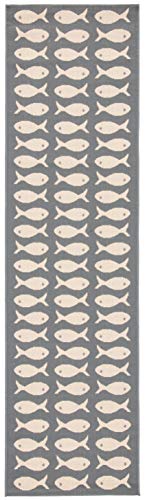 SAFAVIEH Washable Rug Outdoor Courtyard Collection - 2'3" x 6'7" Runner, Grey & Beige, Non-Shedding & Easy Cleaning, Ideal for Patio, Entryway, Mudroom, Hallway, Kitchen (CY6013-236)