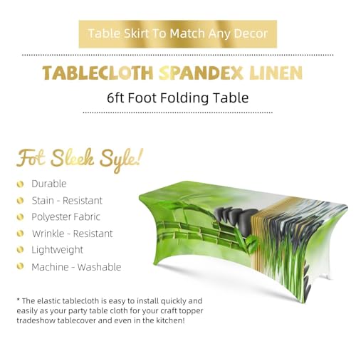 Nappe extensible élasthanne bambou anti-pli pour table rectangulaire - 6