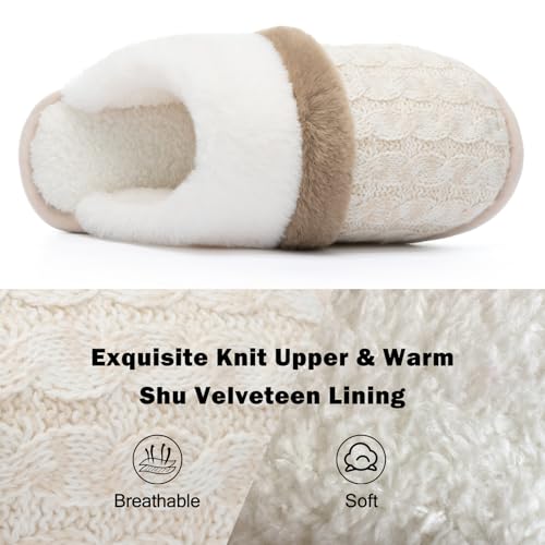 Image of GOEWY Cozy Slippers for Women Indoor and Outdoor Fuzzy House Shoes with Memory Foam Anti-Skid Sole Gifts for Women Mom Ladies