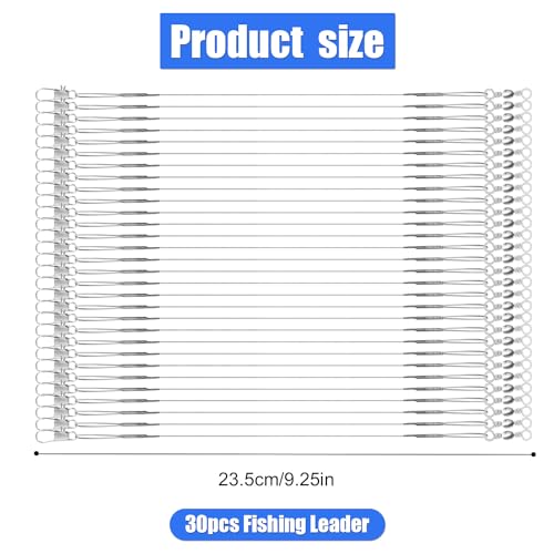 30 piezas de líderes de pesca de acero inoxidable 9,25 pulg miniatura 2
