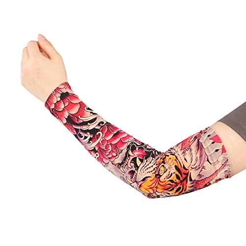 Temporary Tattoo Print Arm Sleeve - Cooling UV Protection Arm Sunscreen Sleeve for Women Men Gardening, Driving, Cycling