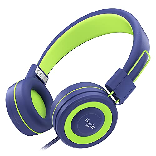 Image of ELECDER i37 Kids Headphones for School Children Girls Boys Teens, Navy | Foldable Adjustable Lightweight, 3.5mm Audio Jack On Ear Headphones for Smartphones Chromebook Computer PC Tablets Travel